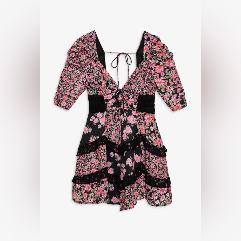 For Love and Lemons Rosalyn Mini Dress in Black Floral - Picture 2 of 5